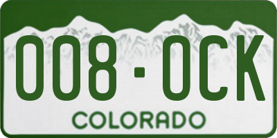 CO license plate 008OCK