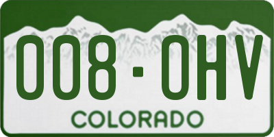 CO license plate 008OHV