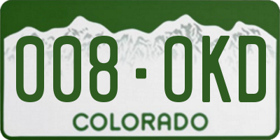 CO license plate 008OKD
