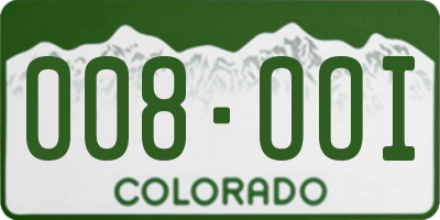 CO license plate 008OOI