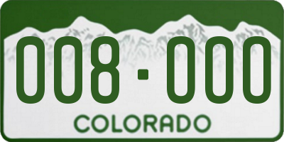 CO license plate 008OOO