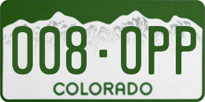 CO license plate 008OPP