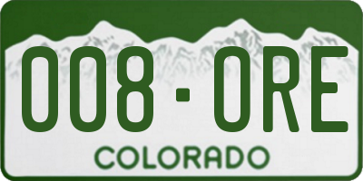 CO license plate 008ORE