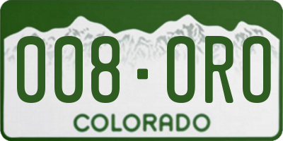 CO license plate 008ORO