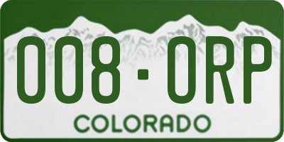 CO license plate 008ORP