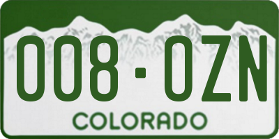 CO license plate 008OZN