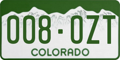 CO license plate 008OZT