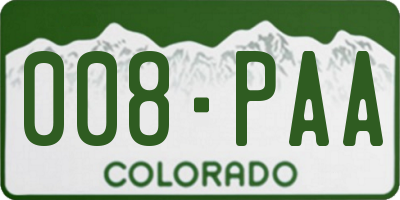 CO license plate 008PAA
