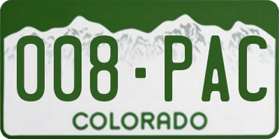 CO license plate 008PAC
