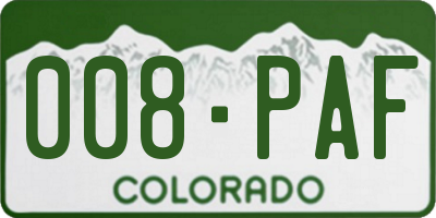 CO license plate 008PAF