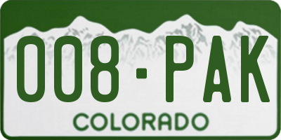 CO license plate 008PAK