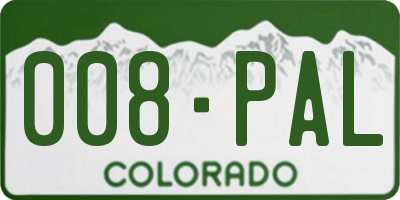 CO license plate 008PAL