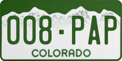 CO license plate 008PAP