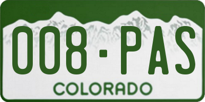 CO license plate 008PAS