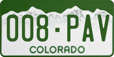 CO license plate 008PAV
