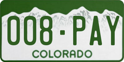 CO license plate 008PAY