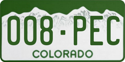 CO license plate 008PEC