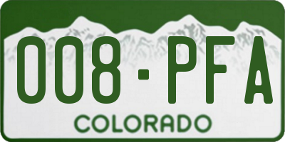 CO license plate 008PFA