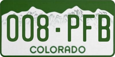 CO license plate 008PFB