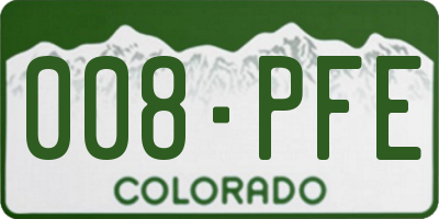 CO license plate 008PFE