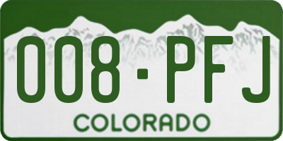 CO license plate 008PFJ