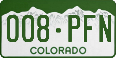 CO license plate 008PFN