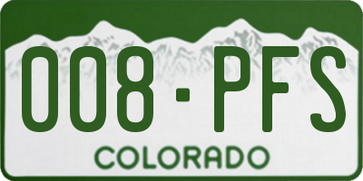 CO license plate 008PFS