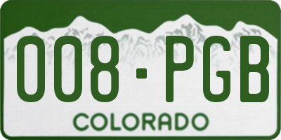 CO license plate 008PGB