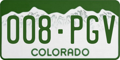 CO license plate 008PGV