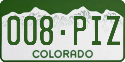 CO license plate 008PIZ