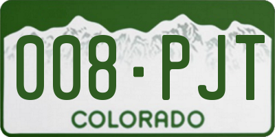 CO license plate 008PJT
