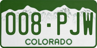 CO license plate 008PJW