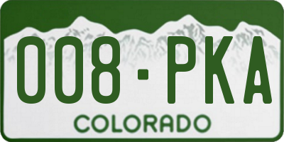 CO license plate 008PKA