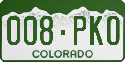 CO license plate 008PKO