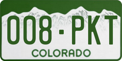 CO license plate 008PKT