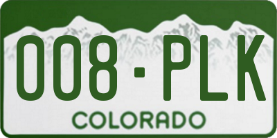 CO license plate 008PLK