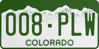 CO license plate 008PLW