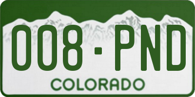 CO license plate 008PND