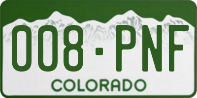 CO license plate 008PNF