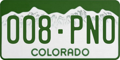 CO license plate 008PNO