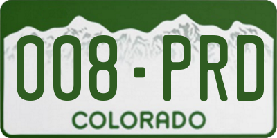 CO license plate 008PRD