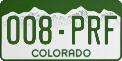 CO license plate 008PRF