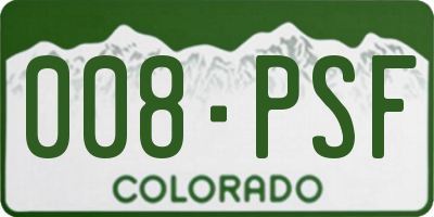 CO license plate 008PSF