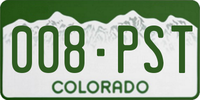 CO license plate 008PST