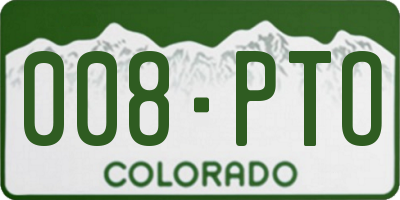 CO license plate 008PTO