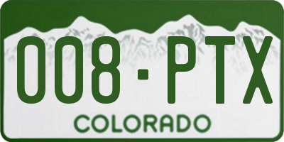 CO license plate 008PTX