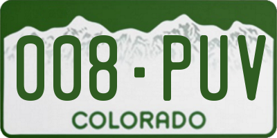 CO license plate 008PUV