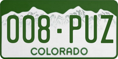 CO license plate 008PUZ