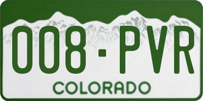 CO license plate 008PVR