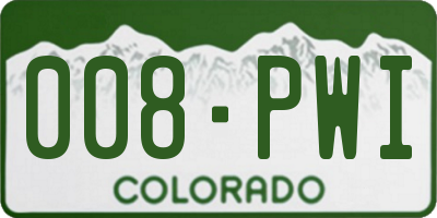 CO license plate 008PWI